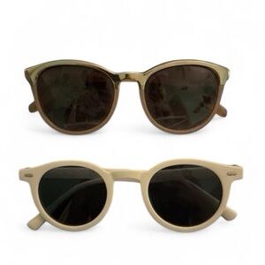 Stylish Round Sunglasses Sets in White and Pink/Gold